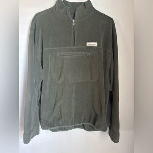 Men’s Polo Sport Quarter-Zip Olive Green Fleece Pullover w/ Front Pocket XL